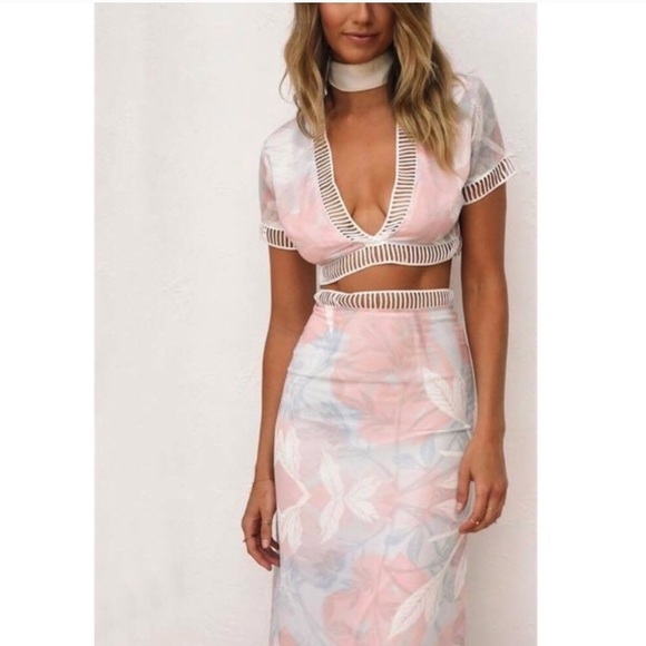 NWT Pink floral 2 piece maxi skirt set🌸🌸 - Picture 7 of 10